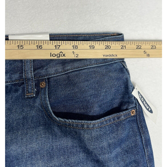 Old Navy High Rise Raw Hem Denim Shorts Medium Wash Blue Plus Size 18 New - Picture 3 of 15